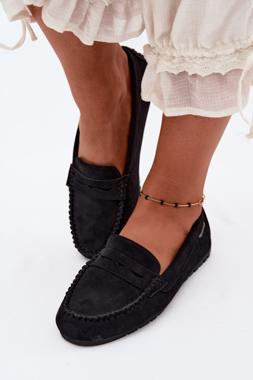 Mocassins plats en faux daim noir Galadriel