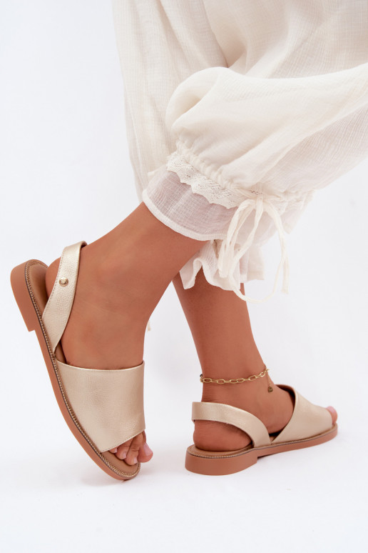 Gouden sandalen met brede hakken Pollyanna