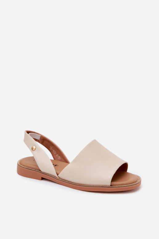 Zandkleurige sandalen met brede hakken Pollyanna