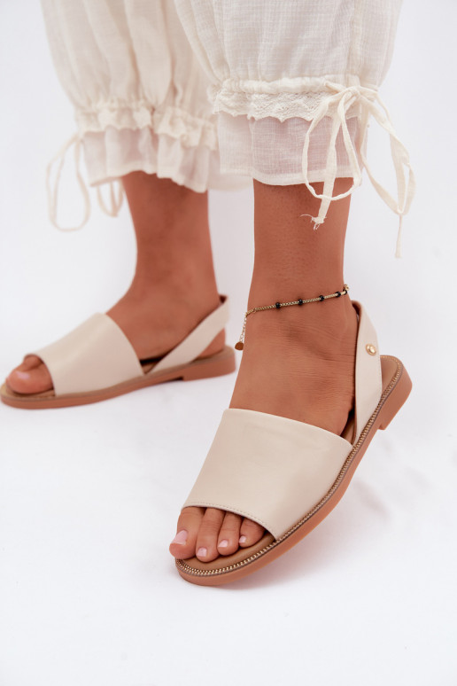 Sandfarbenen Sandalen mit breiten Absätzen Pollyanna