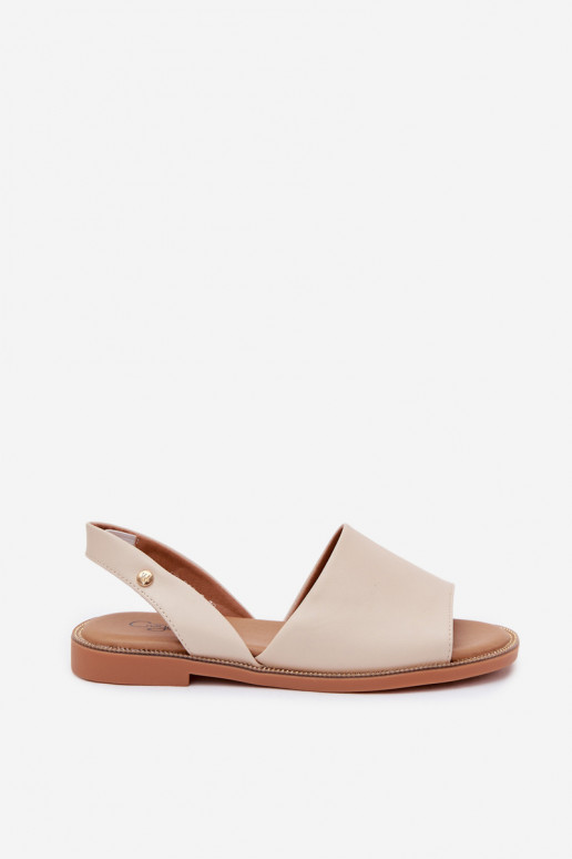 Zandkleurige sandalen met brede hakken Pollyanna