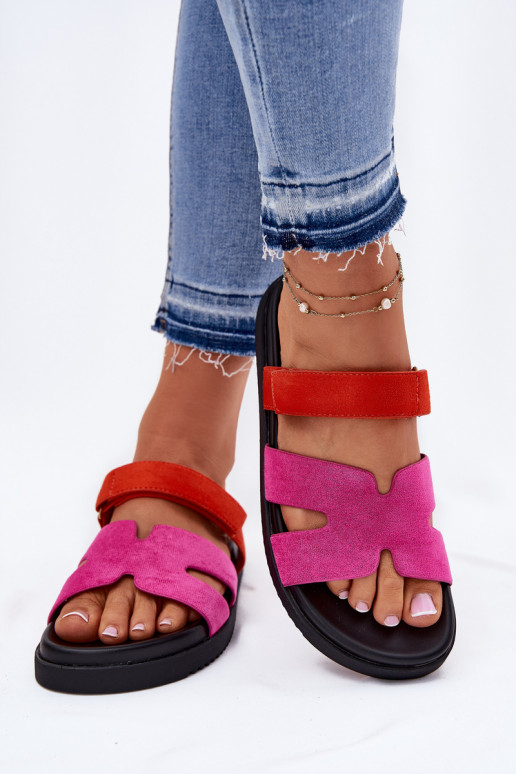 Dames slippers met een plakkerige sluiting Vinceza 17401 in roze