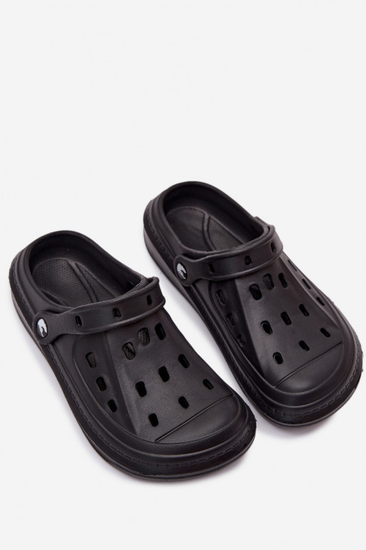 Heren lichte zwarte slippers Route