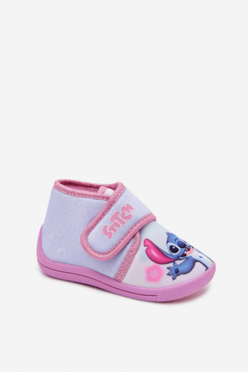 Kinderslippers met klittenband STITCH roze