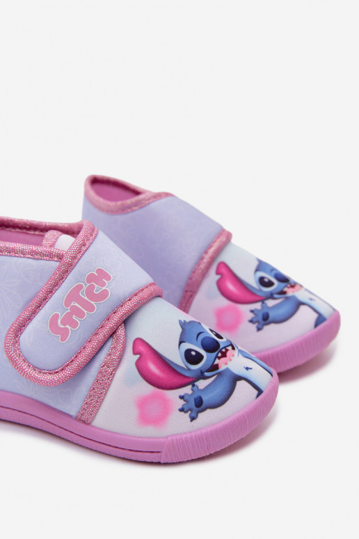 Kinderslippers met klittenband STITCH roze
