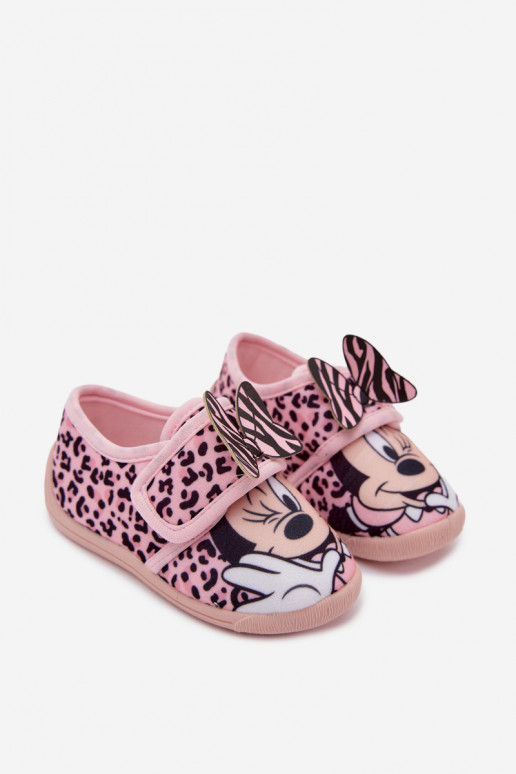 Kinder Hausschuhe mit Klettverschluss MINNIE MOUSE rosa