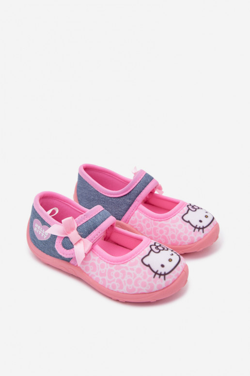 Kinder Hausschuhe mit Klettverschluss HELLO KITTY rosa