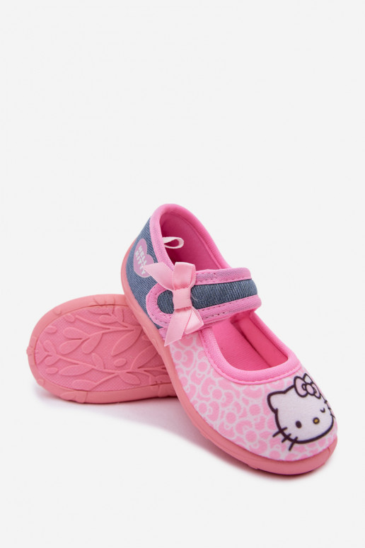 Kinder Hausschuhe mit Klettverschluss HELLO KITTY rosa
