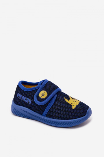 Jongensslippers met klittenband Pikachu donkerblauw