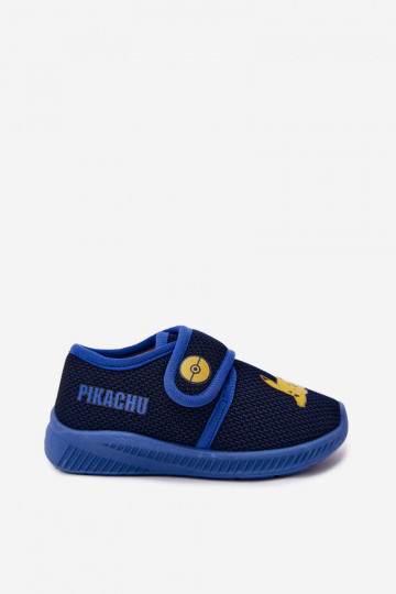Jongensslippers met klittenband Pikachu donkerblauw 2