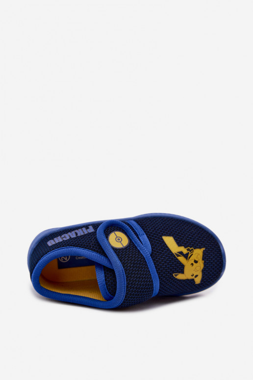 Jongensslippers met klittenband Pikachu donkerblauw