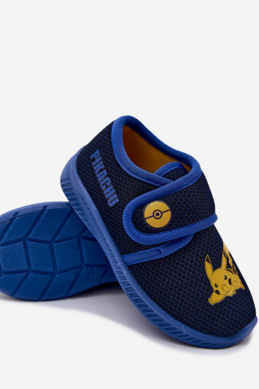 Chaussons pour garçons avec Velcro Pikachu bleu foncé
