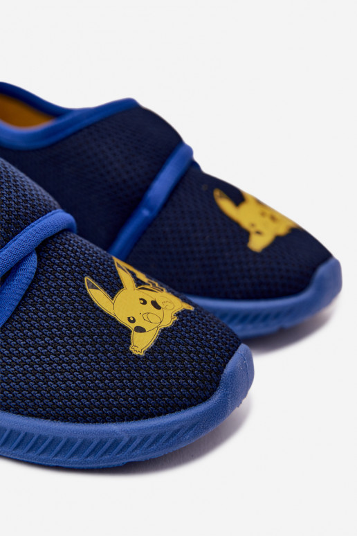 Jongensslippers met klittenband Pikachu donkerblauw