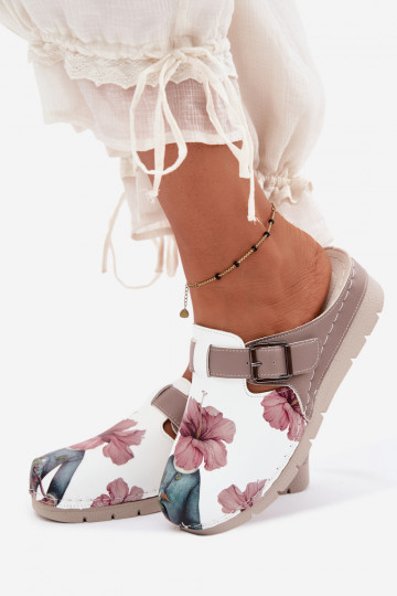 Damen Clogs mit Schnallen sandfarben 2