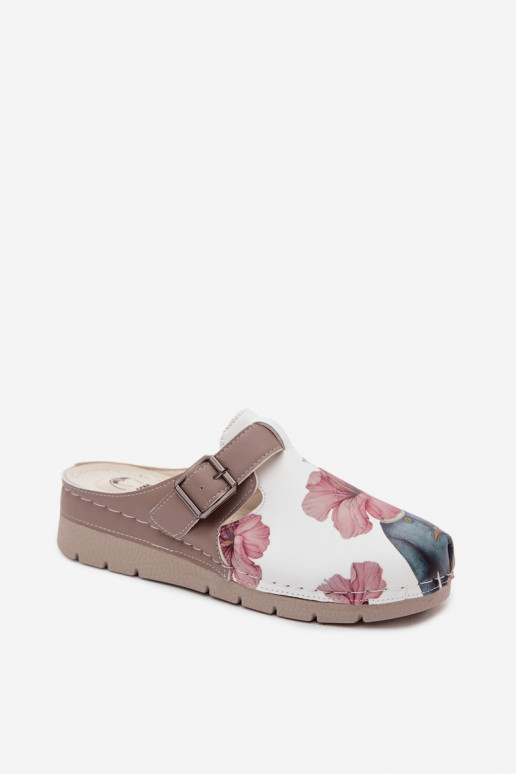 Damen Clogs mit Schnallen sandfarben