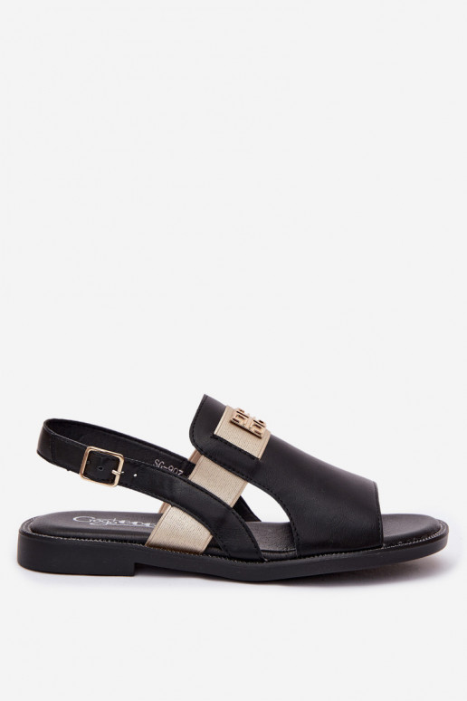 Schwarze Damen Sandalen mit goldenen Details Birdie