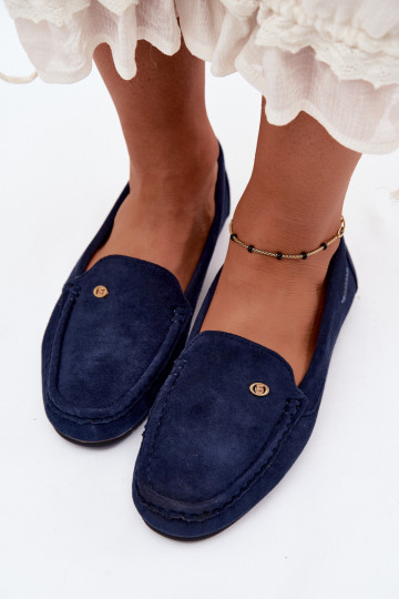 Mocassins pour hommes bleu foncé en daim synthétique Tai turirilla