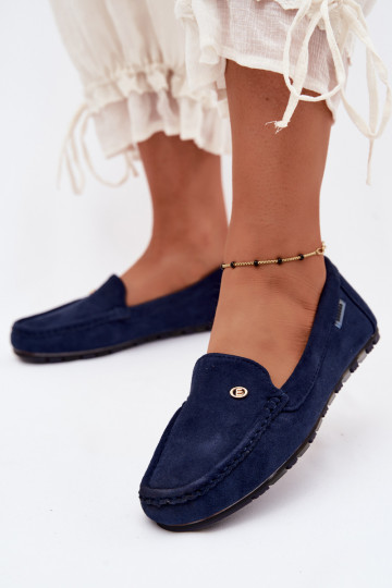 Mocassins pour hommes bleu foncé en daim synthétique Tai turirilla 2