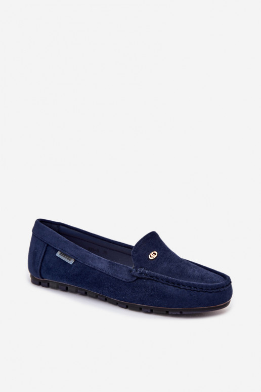 Mocassins pour hommes bleu foncé en daim synthétique Tai turirilla