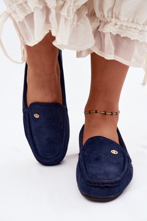 Mocassins pour hommes bleu foncé en daim synthétique Tai turirilla