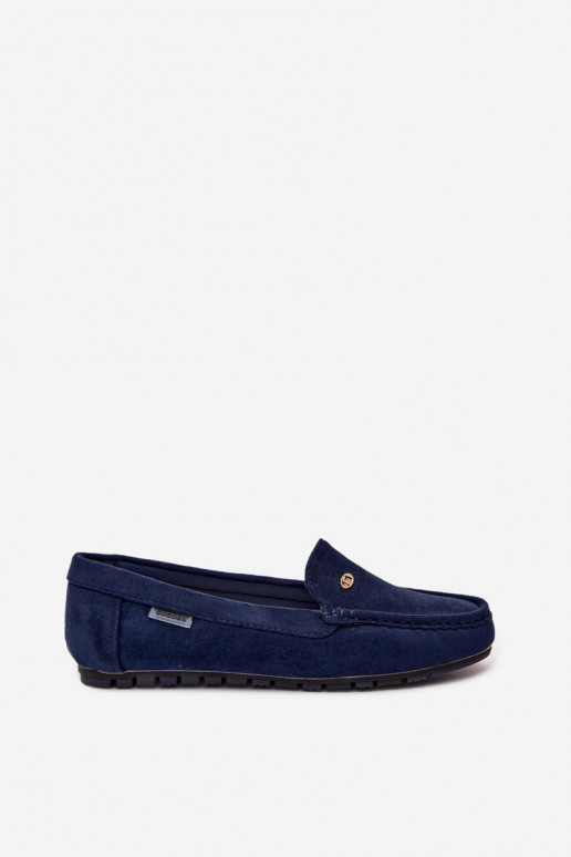 Heren donkerblauwe mocassins van faux suede Tai turirilla