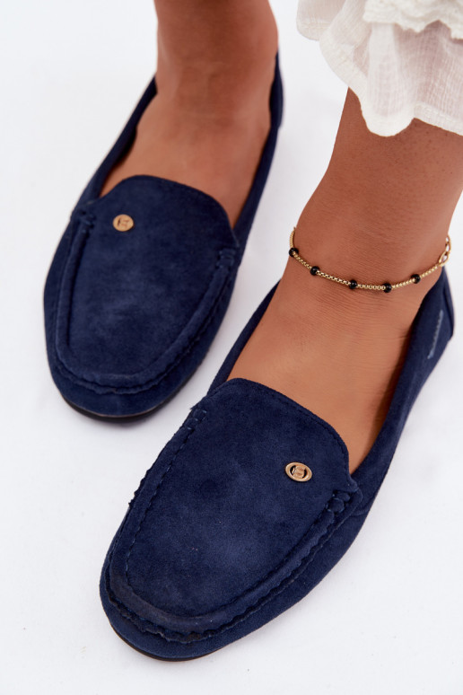 Mocassins pour hommes bleu foncé en daim synthétique Tai turirilla