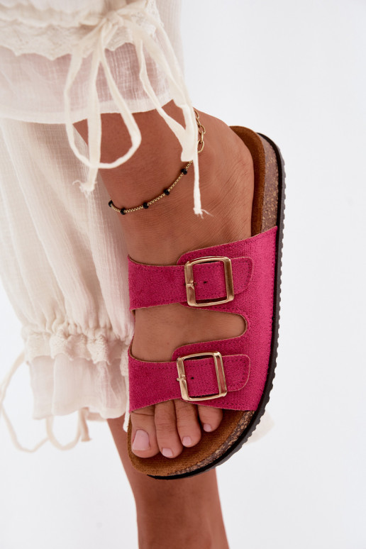 Dames roze slippers met gespen Brigid