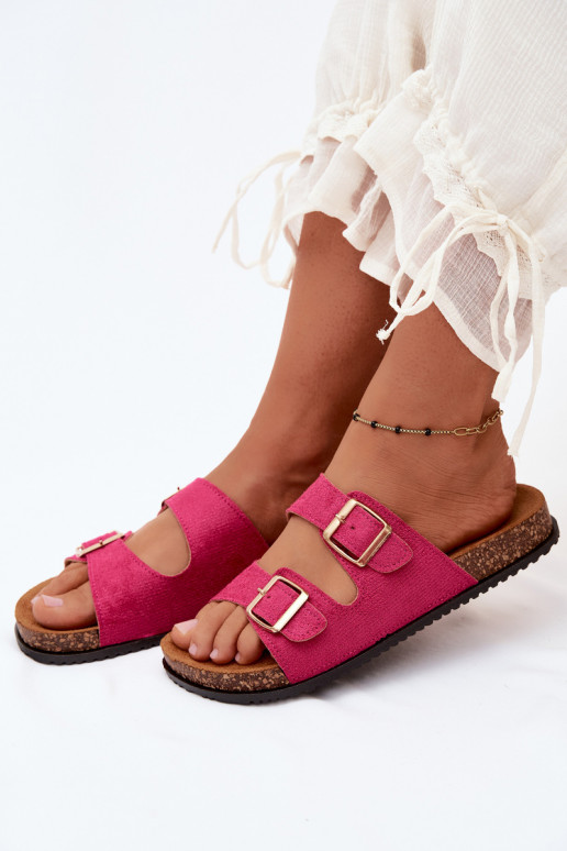 Dames roze slippers met gespen Brigid
