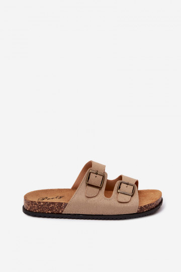 Herren sandfarbene Slipper mit Schnallen Ruby 2
