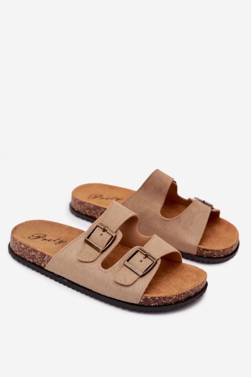 Heren sandkleurige slippers met gespen Ruby