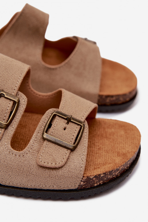 Heren sandkleurige slippers met gespen Ruby
