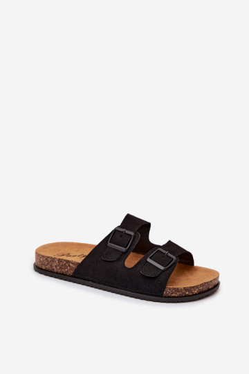 Chaussons pour hommes noirs avec boucles Ruby