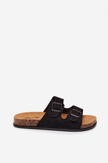 Herren schwarze Slipper mit Schnallen Ruby 2