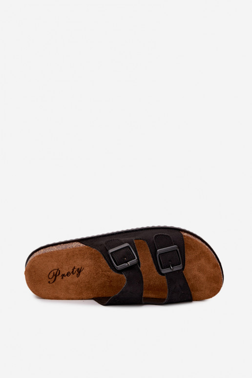 Chaussons pour hommes noirs avec boucles Ruby