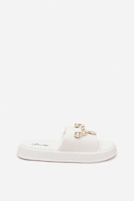 Chaussons pour femmes blancs légers avec ornements Rosehip