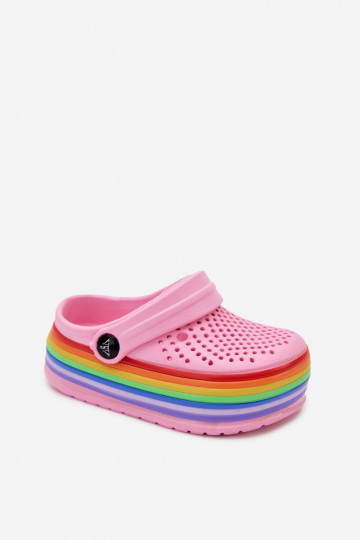 Lichte roze kinderklompen met bandjes Tansy