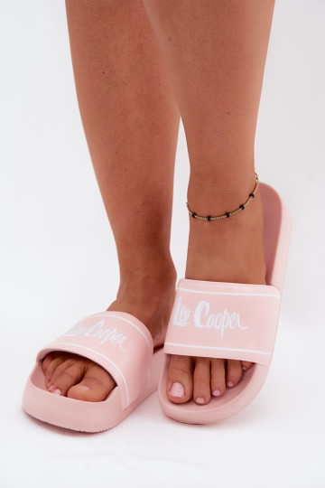 Dames roze slippers met platform Lee Cooper
