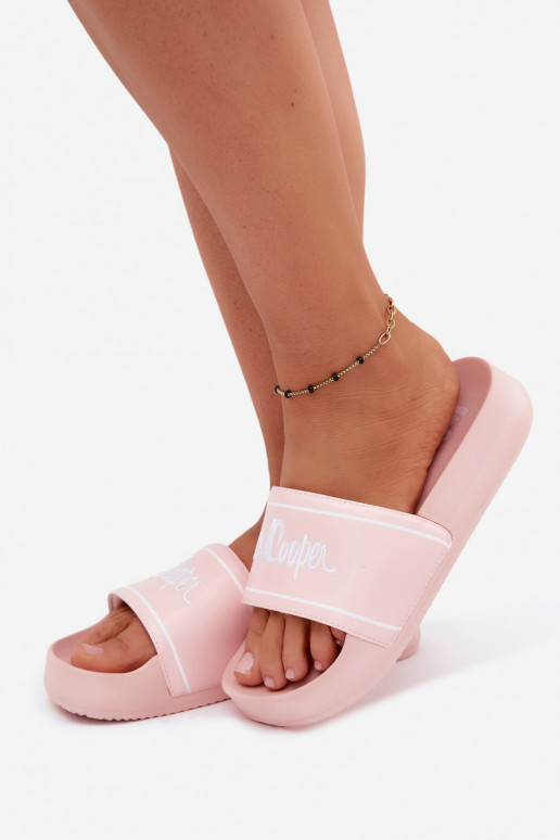 Dames roze slippers met platform Lee Cooper