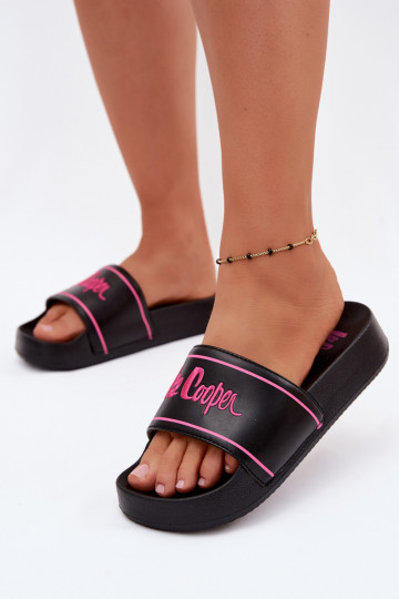Dames zwarte slippers met platform Lee Cooper