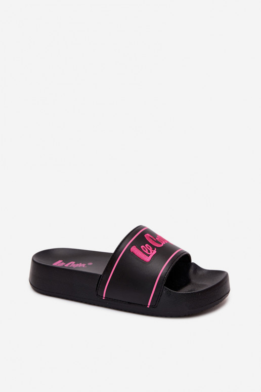Damen schwarze Slipper mit Plattform Lee Cooper
