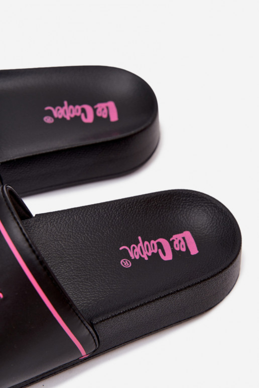 Dames zwarte slippers met platform Lee Cooper