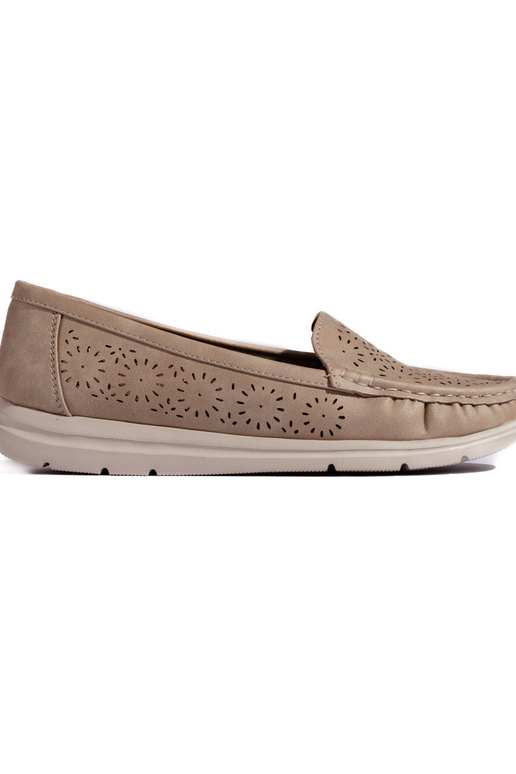 Mocassins perforés beiges pour femmes