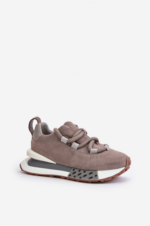Baskets grises en daim synthétique avec plateforme et lacets épais Artiker 54C1463