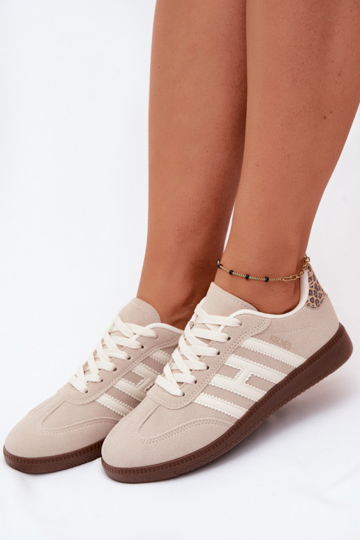 Heren sandkleurige sneakers met bandjes Chrissy