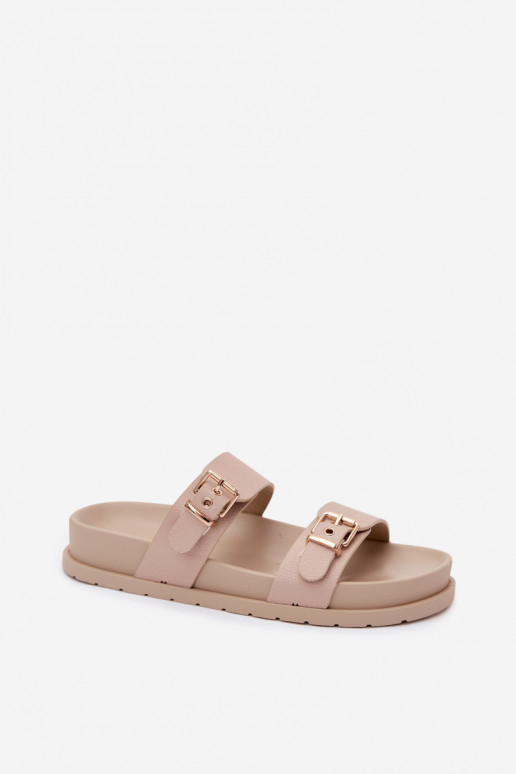 Chaussons pour femmes couleur sable avec boucles dorées Vilja