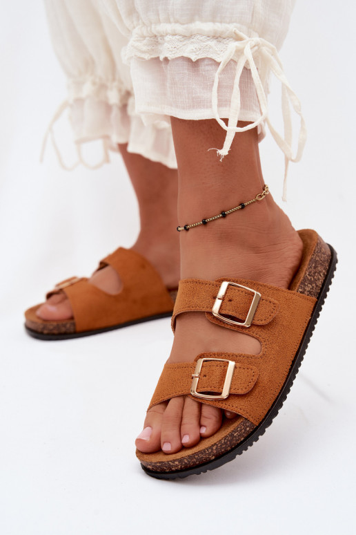 Chaussons pour femmes bruns avec boucles Brigid