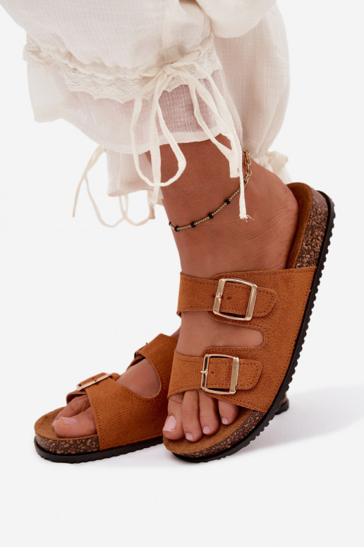 Chaussons pour femmes bruns avec boucles Brigid