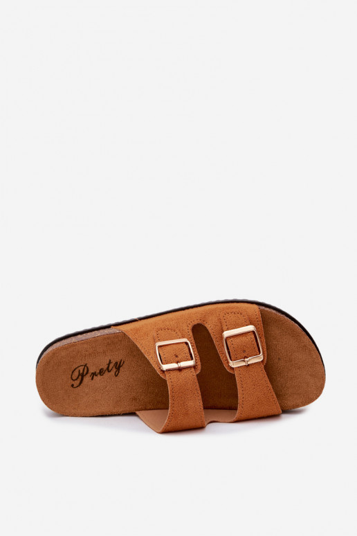 Chaussons pour femmes bruns avec boucles Brigid