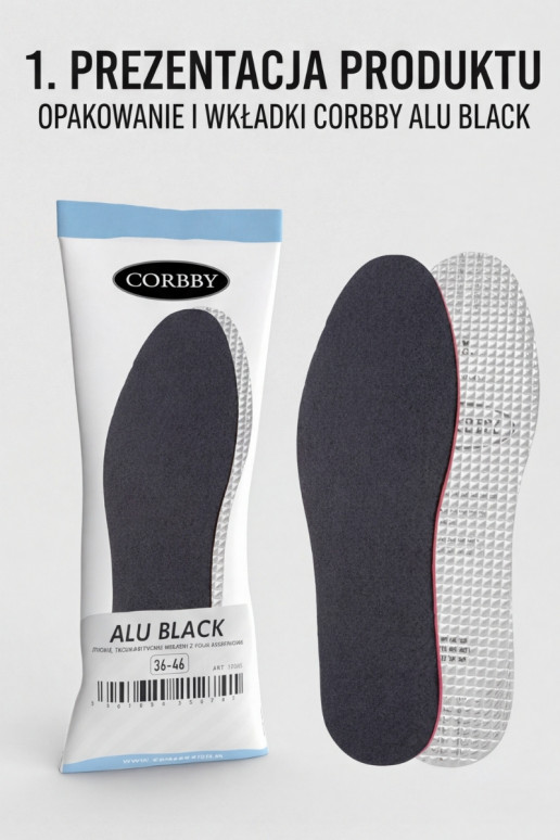 Corbby ALU BLACK Dreischichtige Einlegesohlen mit Aluminiumfolie