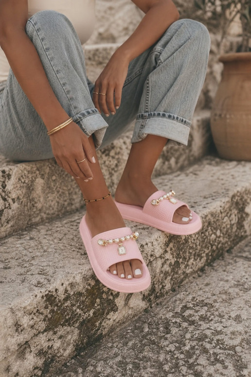 Damen rosa leichte Slipper mit Ornamenten Rosehip